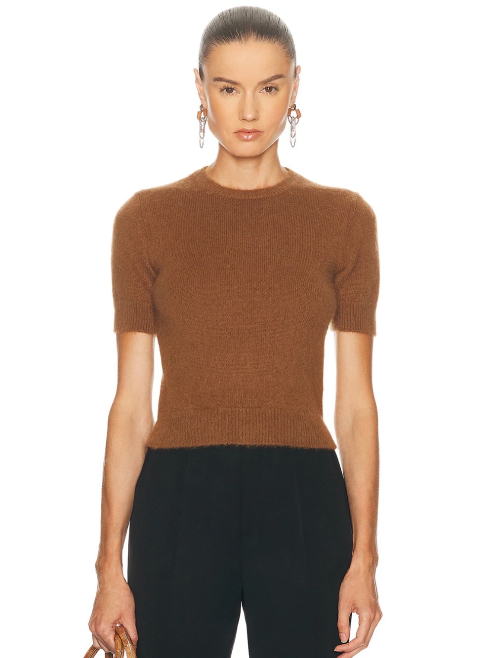 Ralph Lauren Purple Label Cashmere-Alpaca Wool Crop Crewneck Sweater